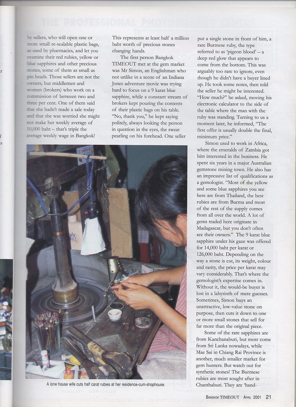 Gem Cutting in Chanthaburi Gem Market Year 2001