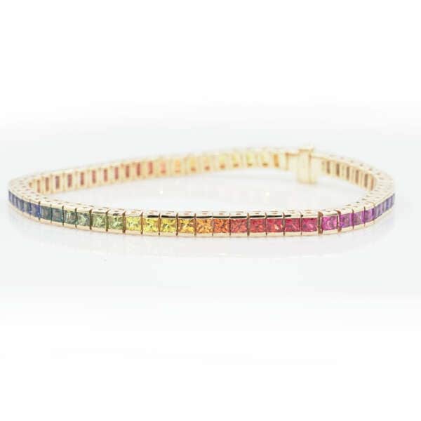 Intense Rainbow Sapphire Gold Bracelet - Image 3