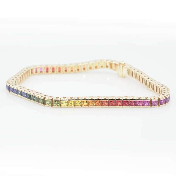 Intense Rainbow Sapphire Gold Bracelet - Image 5