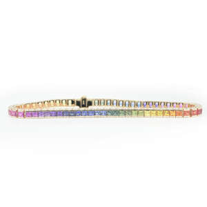 Intense Rainbow Sapphire Gold Bracelet