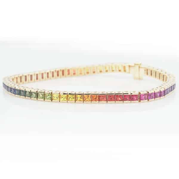 Intense Rainbow Sapphire Gold Bracelet - Image 2