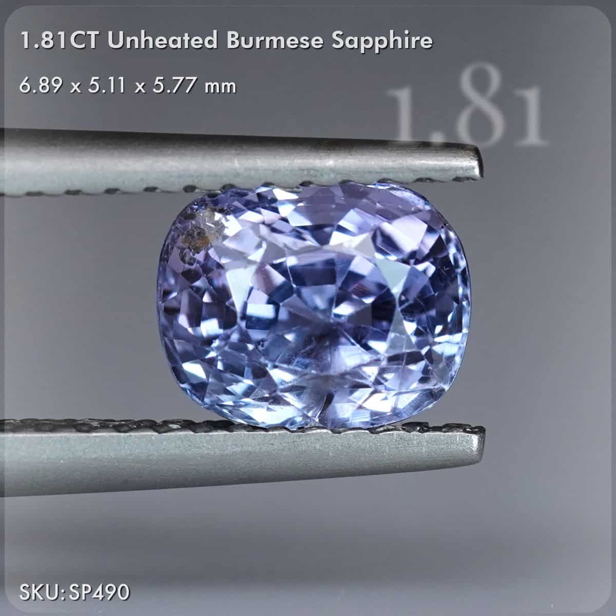 1.81CT Unheated Burmese Sapphire