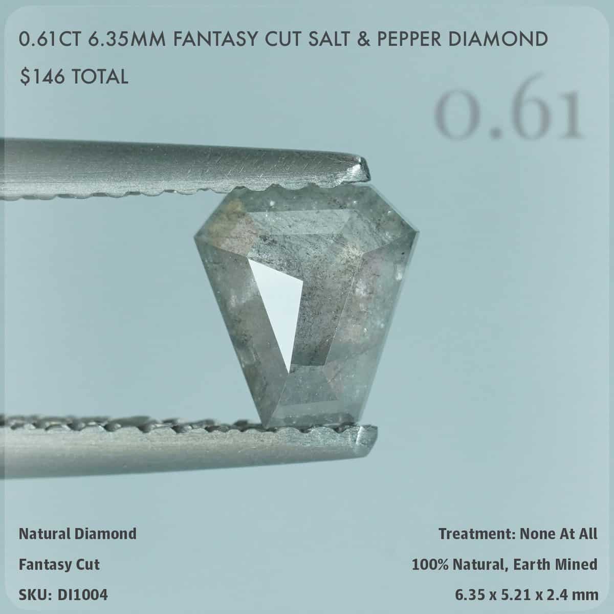 0.61CT 6.35mm Fantasy Cut Salt & Pepper Diamond
