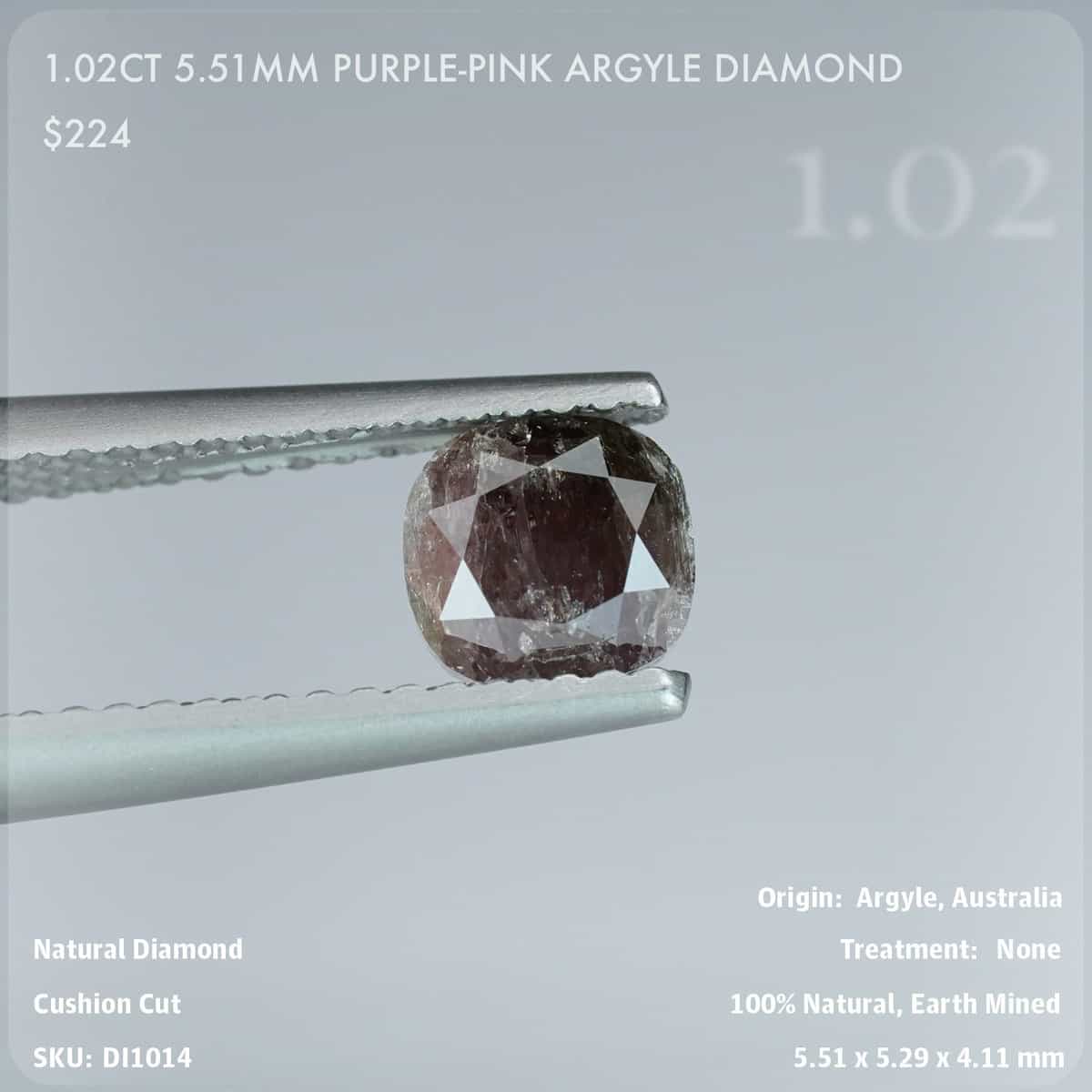 1.02CT 5.51mm Purple-Pink Argyle Diamond