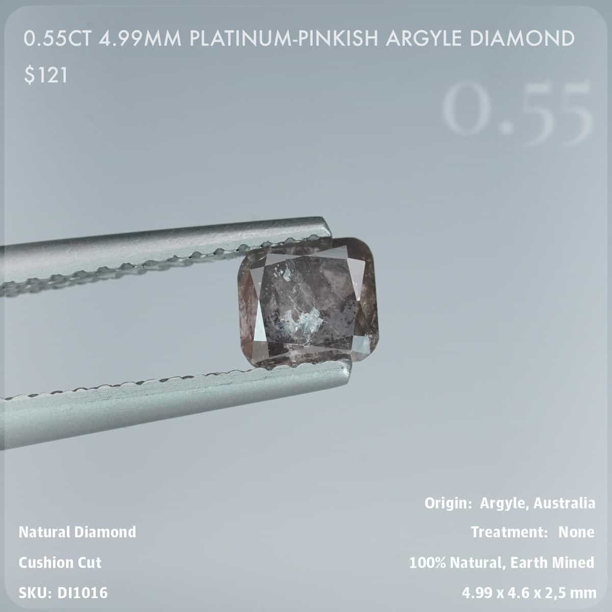 0.55CT 4.99mm Platinum-Pinkish Argyle Diamond