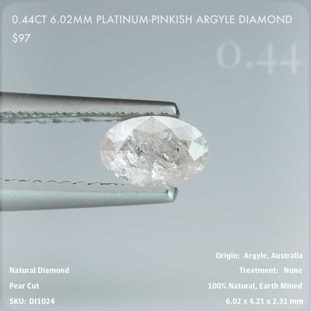 0.44CT 6.02mm Platinum-Pinkish Argyle Diamond