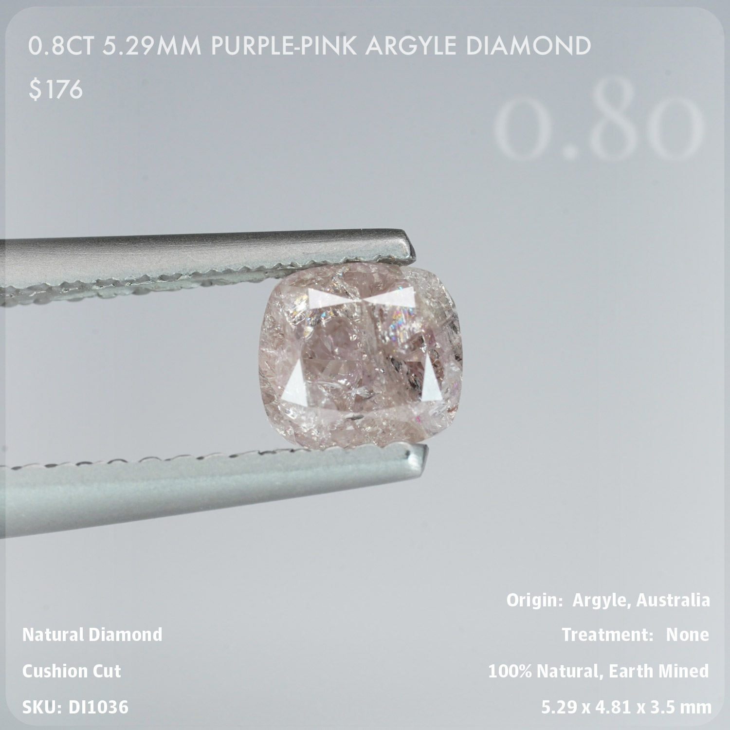 0.8CT 5.29mm Purple-Pink Argyle Diamond