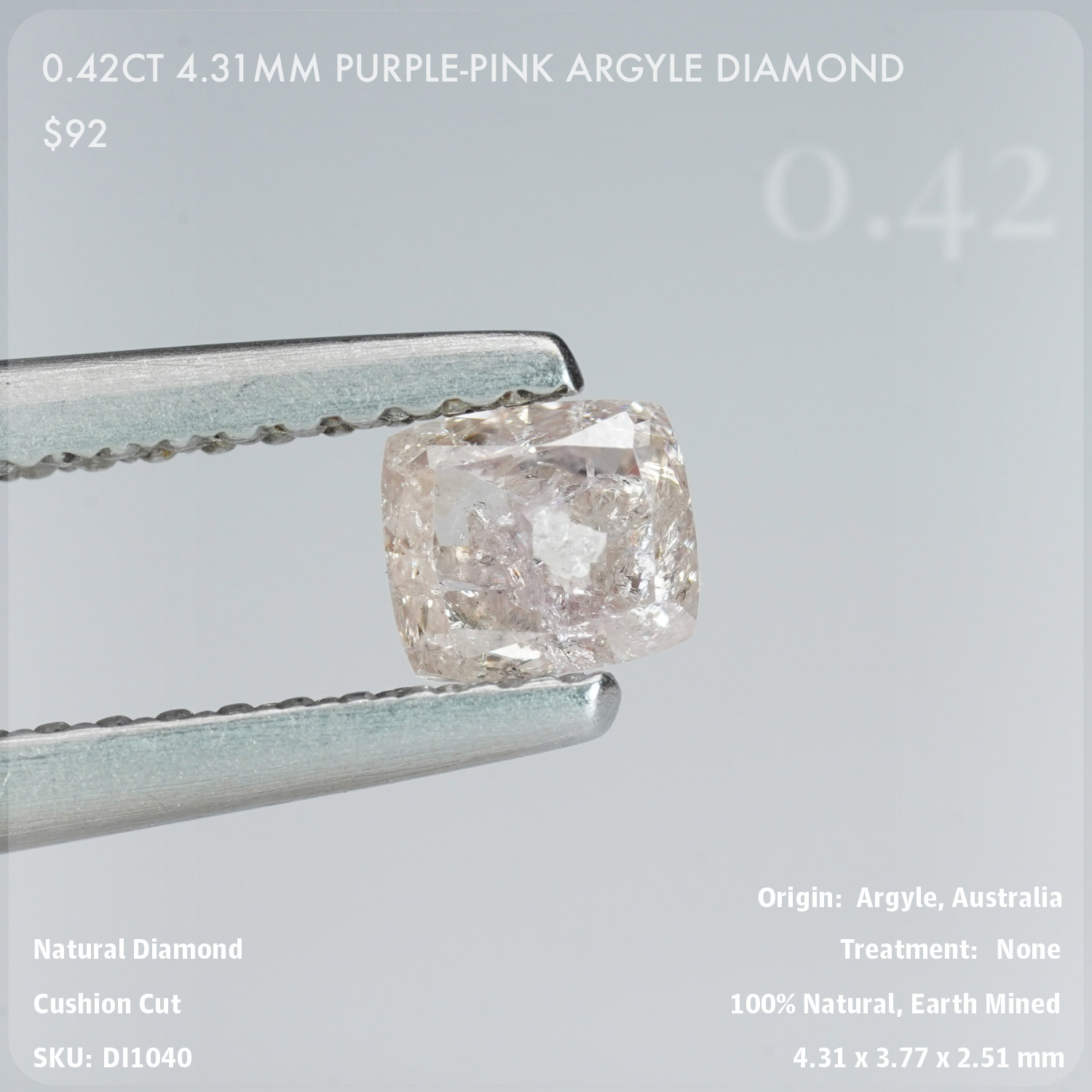 0.42CT 4.31mm Purple-Pink Argyle Diamond