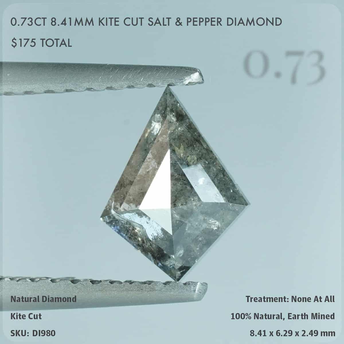0.73CT 8.41mm Kite Cut Salt & Pepper Diamond