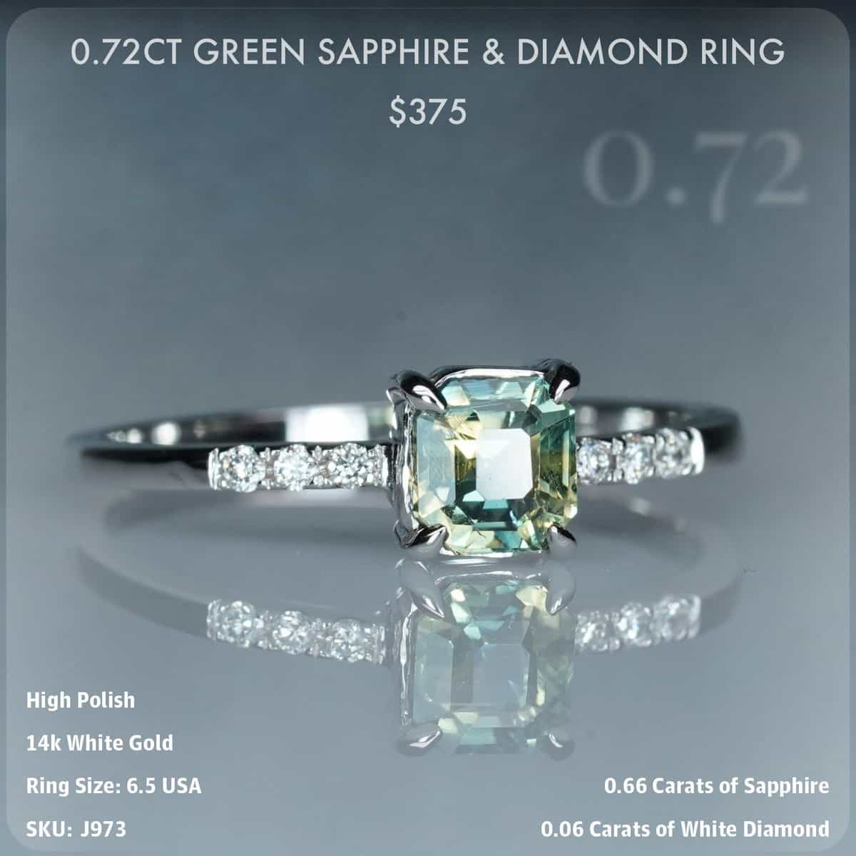0.72CT Green Sapphire & Diamond Ring