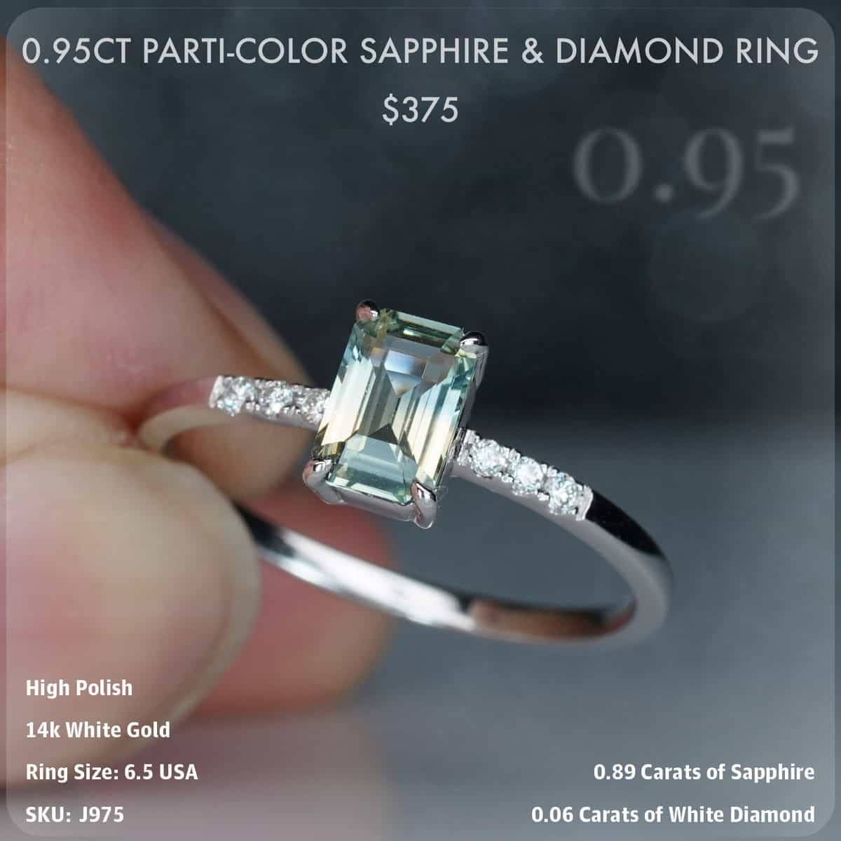 0.95CT Parti-Color Sapphire & Diamond Ring