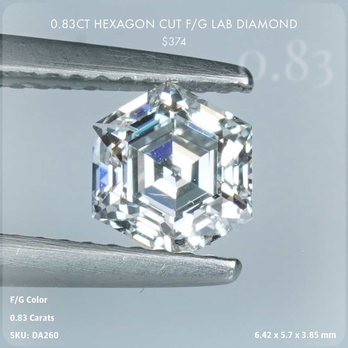 0.83CT Hexagon Cut F/G Lab Diamond