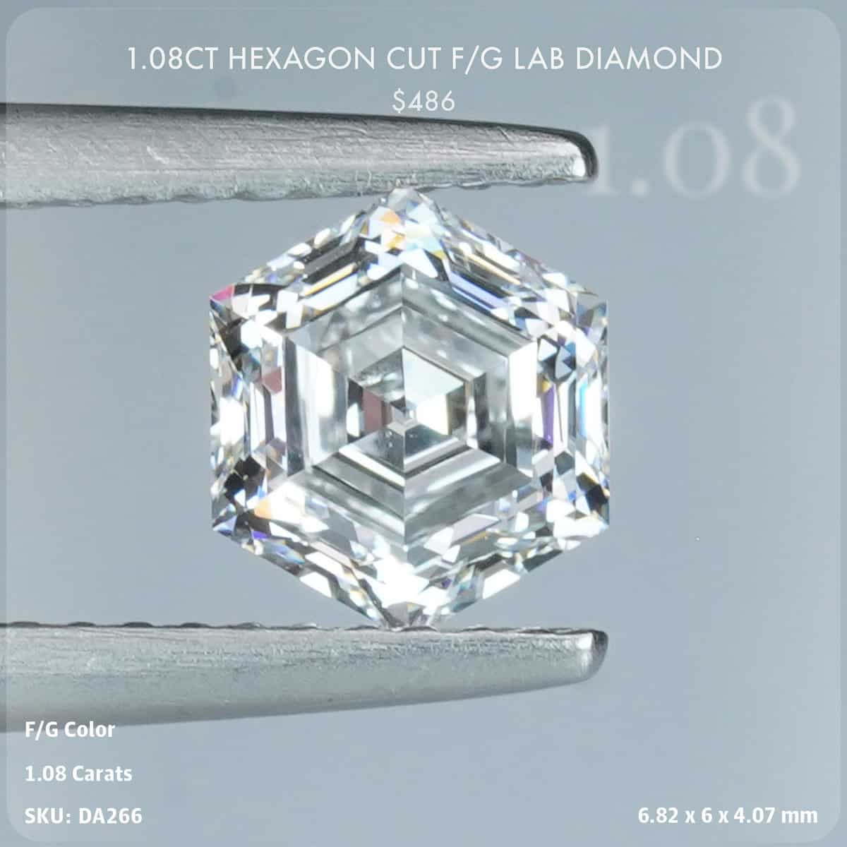 1.08CT Hexagon Cut F/G Lab Diamond