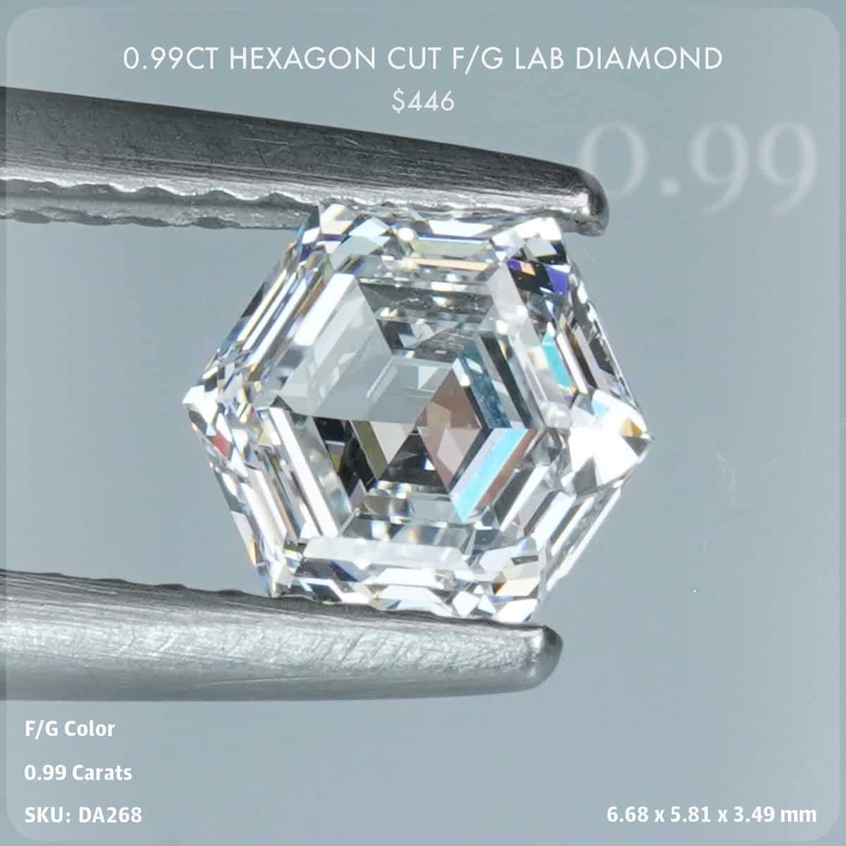 0.99CT Hexagon Cut F/G Lab Diamond