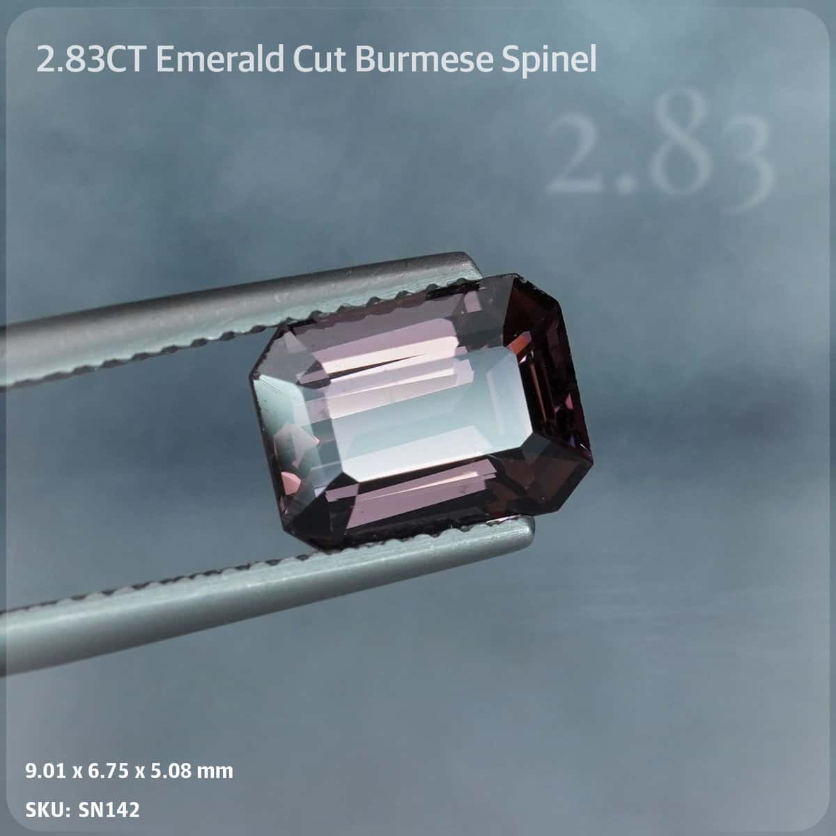 2.83CT Purple-Pink Emerald Cut Spinel