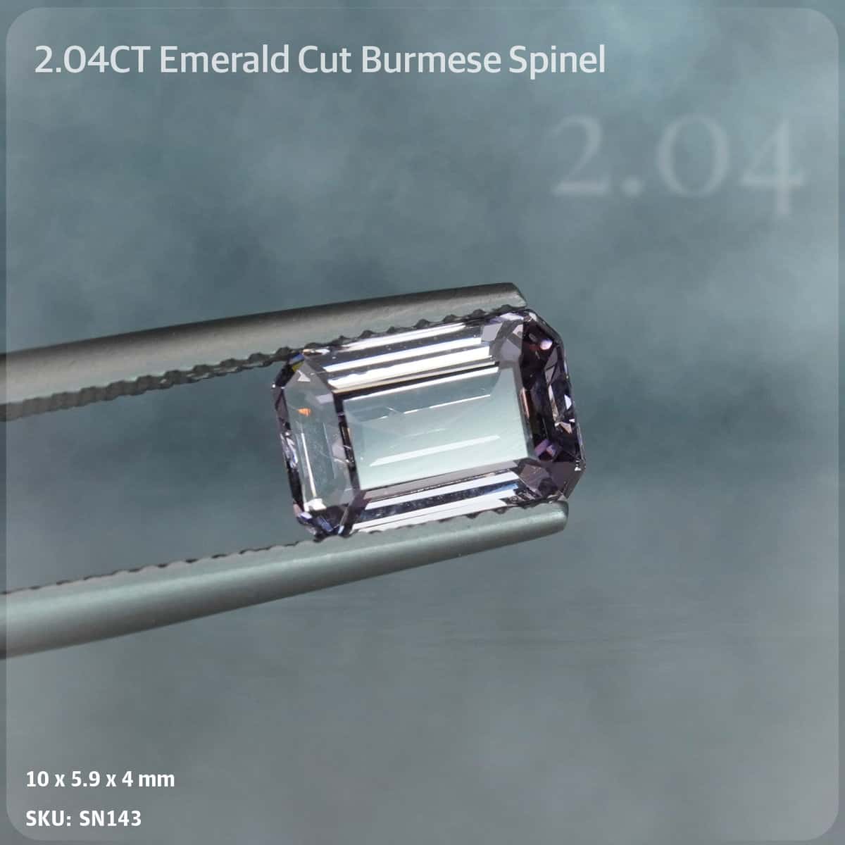 2.04CT Platinum-Purple Emerald Cut Spinel