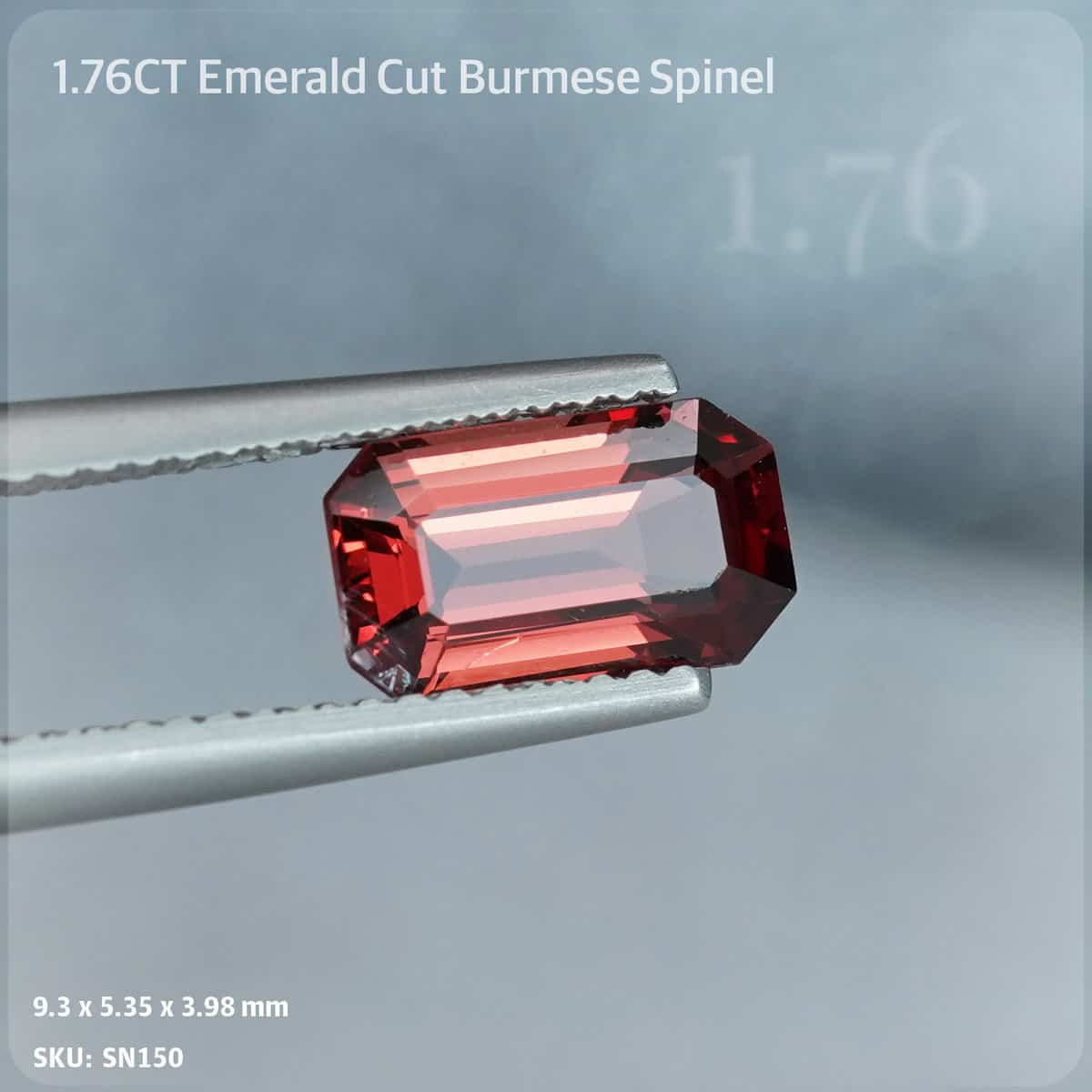 1.76CT Red-Orange Emerald Cut Spinel