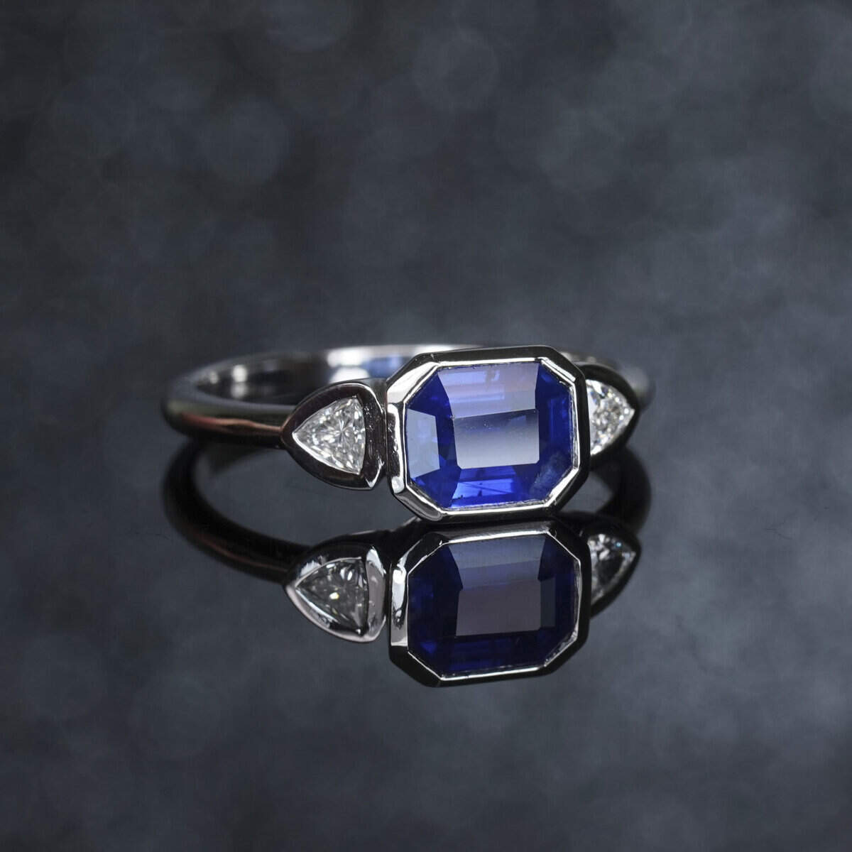 1.48CT Ceylon Blue Sapphire & Diamond Halo Ring