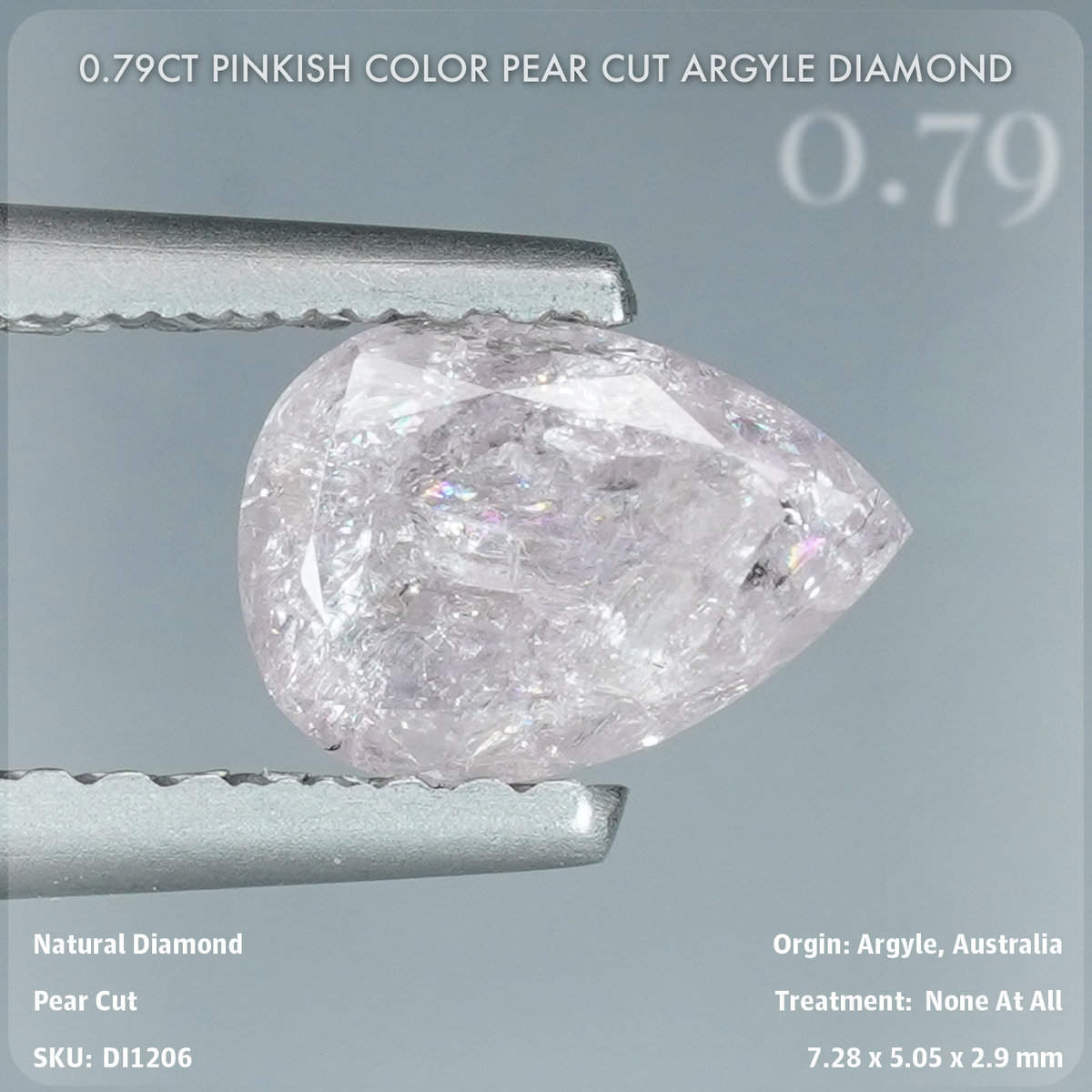 0.79CT Pinkish Color Pear Cut Argyle Diamond