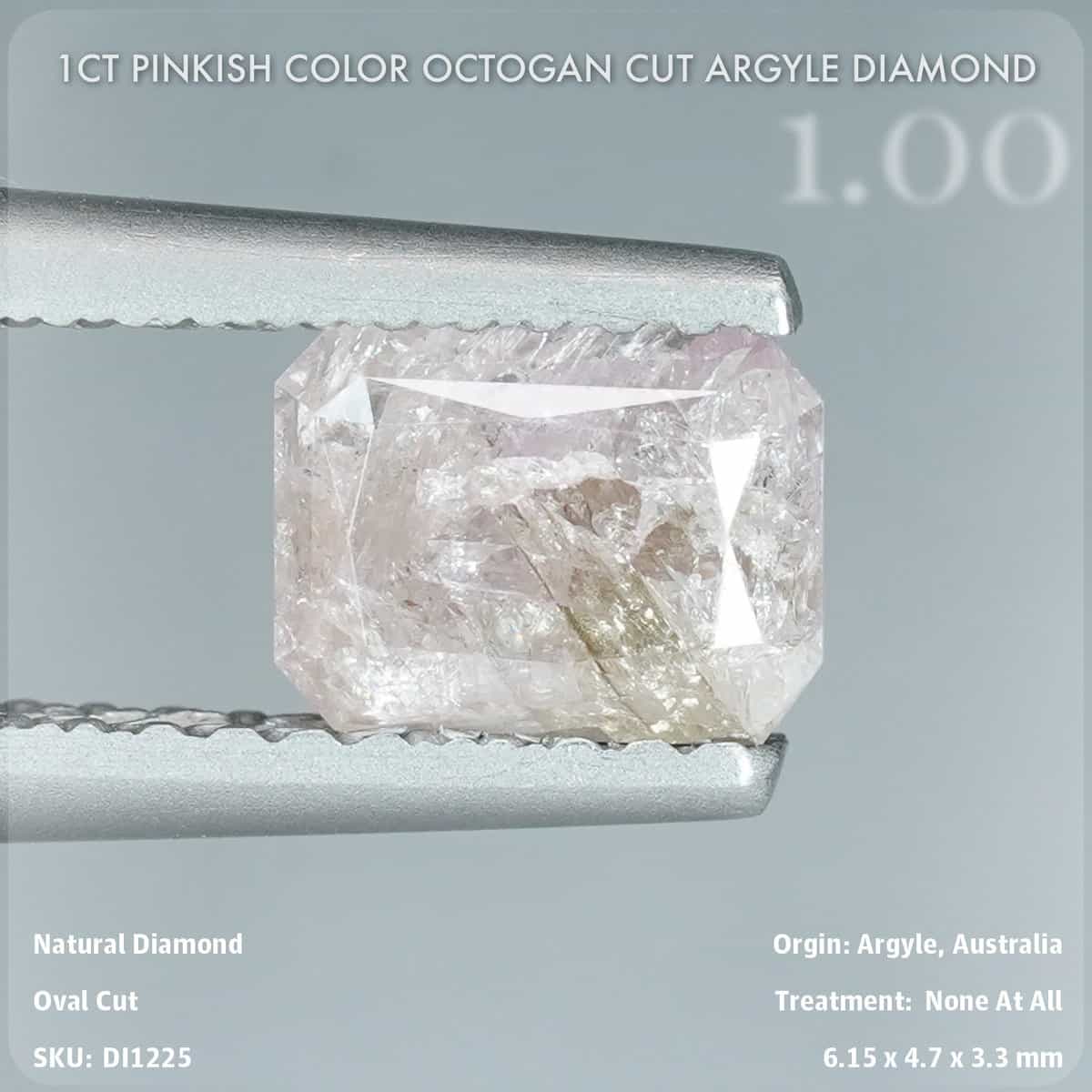 1CT Pinkish Color Octogan Cut Argyle Diamond