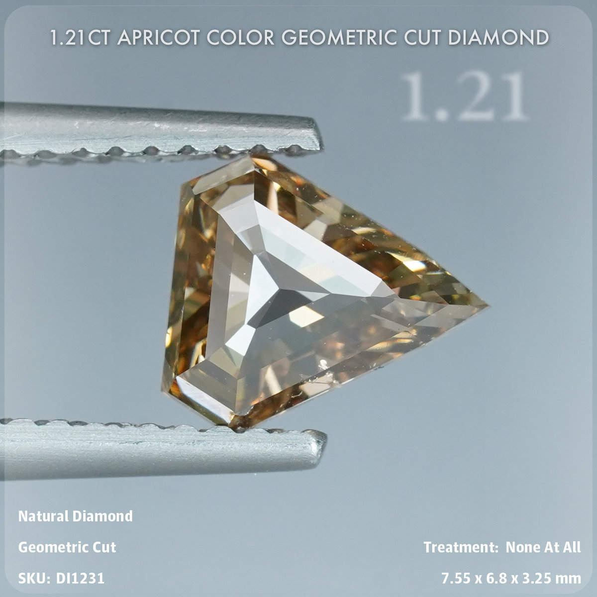 1.21CT Apricot Color Geometric Cut Diamond