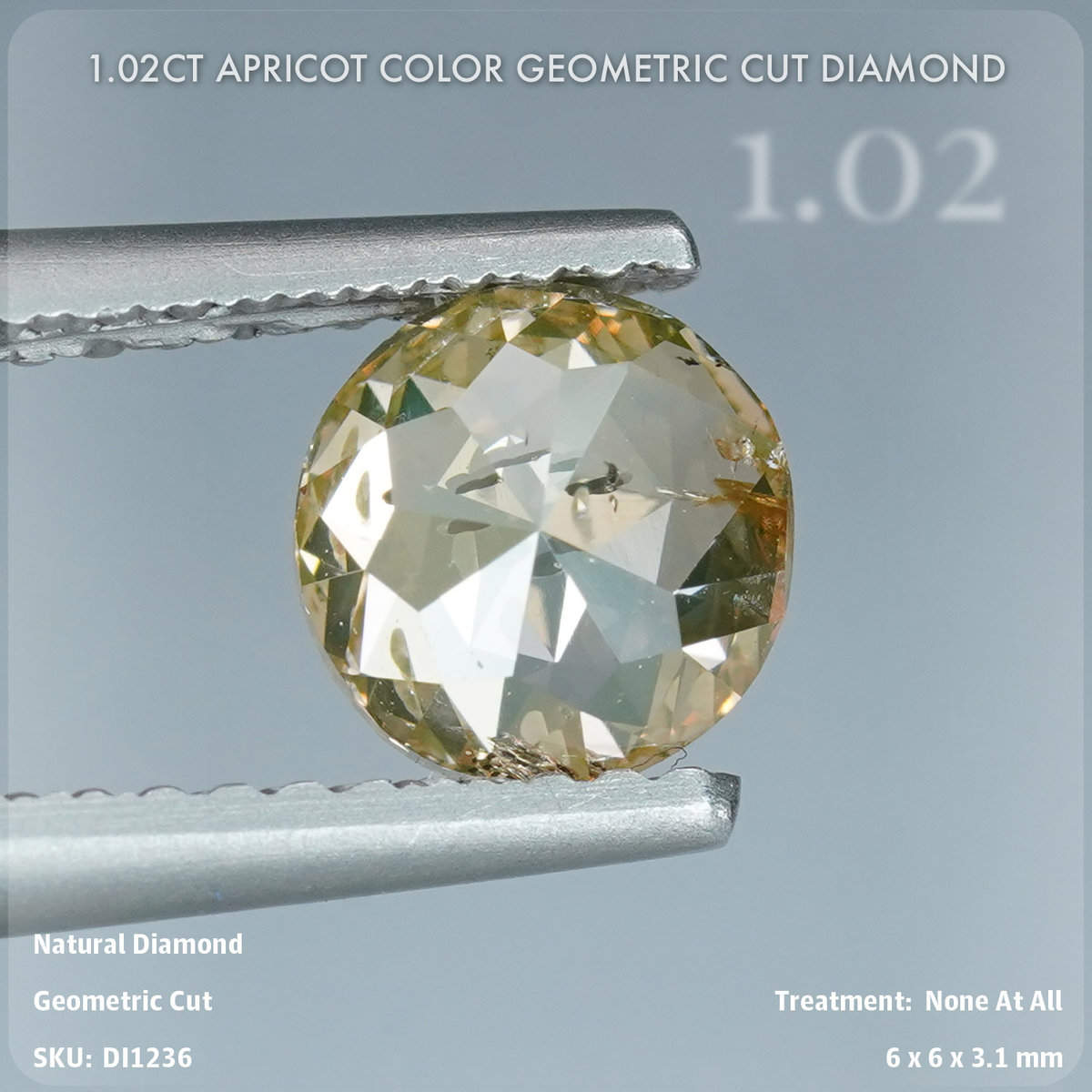 1.02CT Apricot Color Geometric Cut Diamond