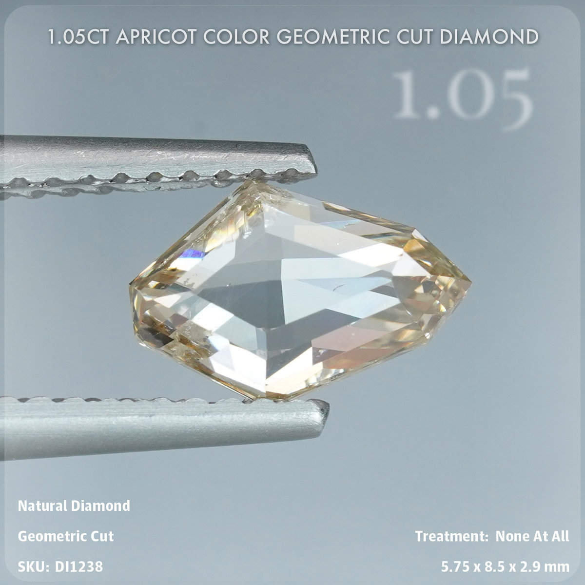 1.05CT Apricot Color Geometric Cut Diamond