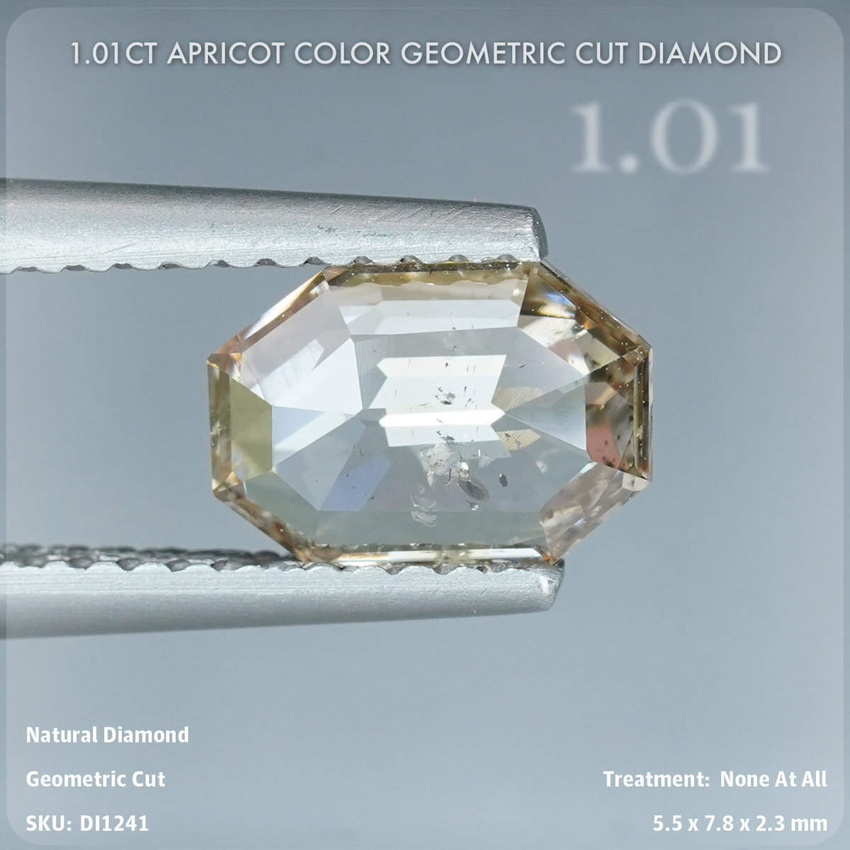 1.01CT Apricot Color Geometric Cut Diamond
