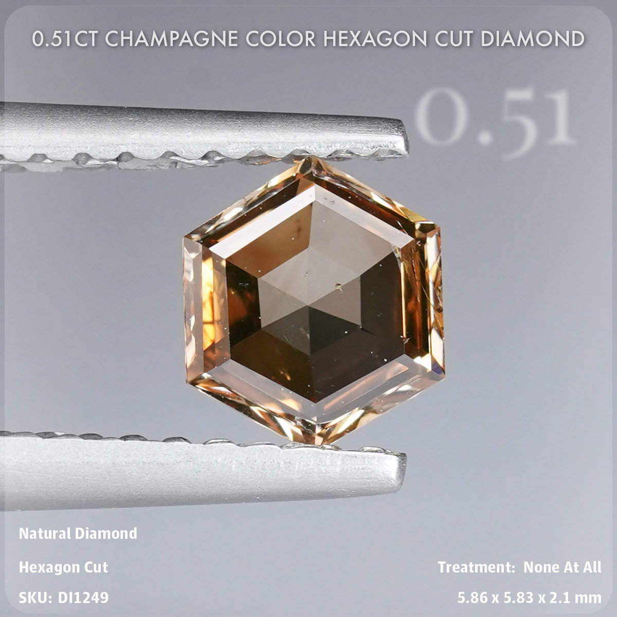 0.51CT Champagne Color Hexagon Cut Diamond