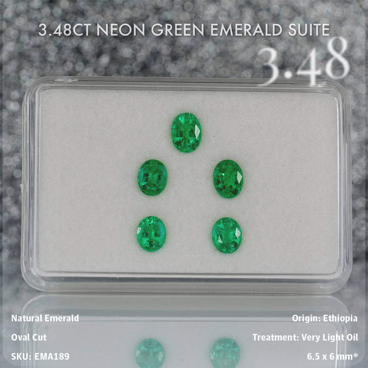3.48CT Neon Green Emerald Suite