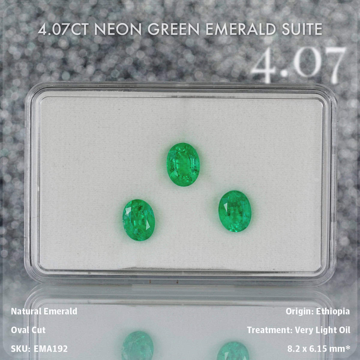 4.07CT Neon Green Emerald Suite