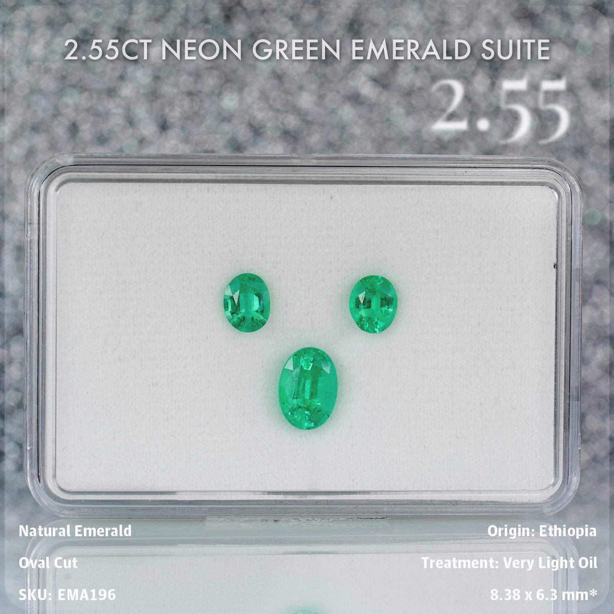 2.55CT Neon Green Emerald Suite