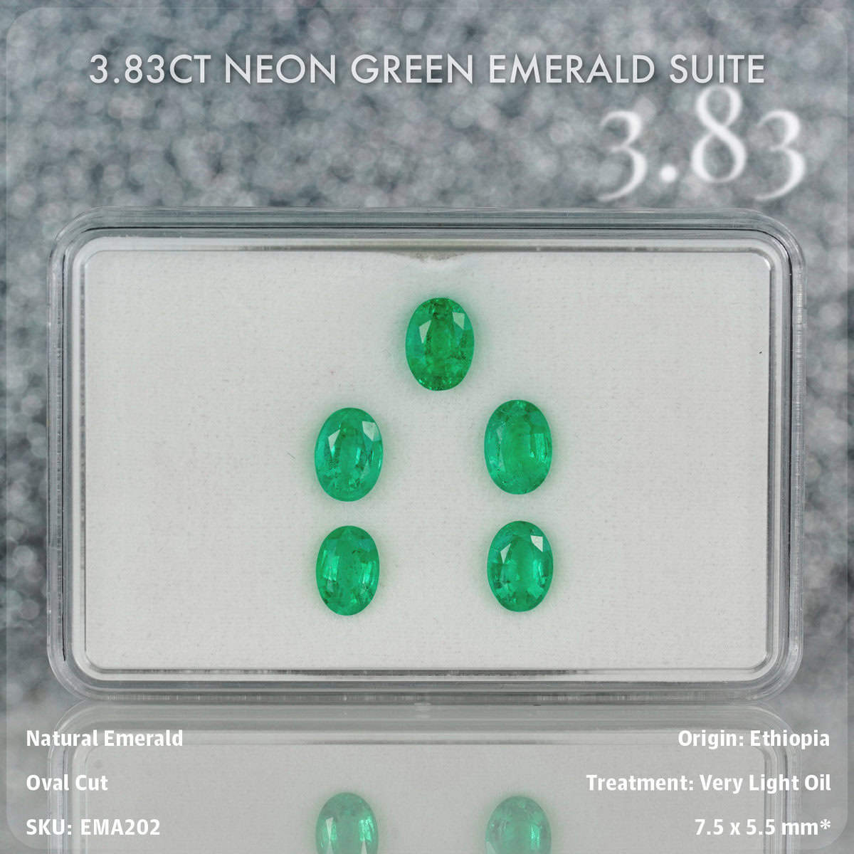 3.83CT Neon Green Emerald Suite