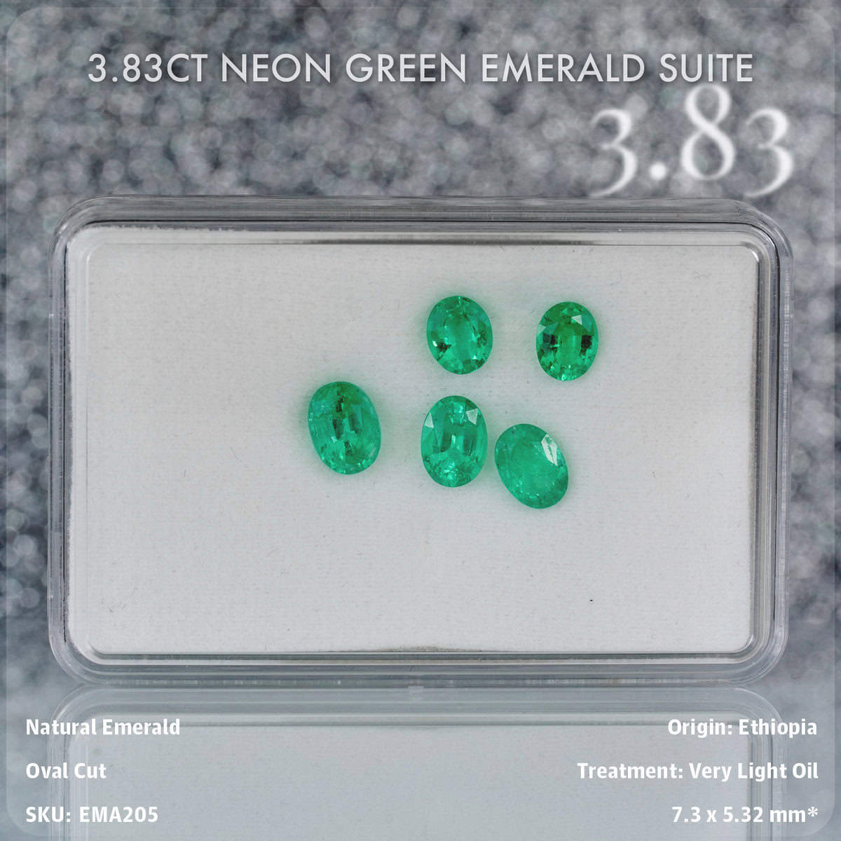 3.83CT Neon Green Emerald Suite