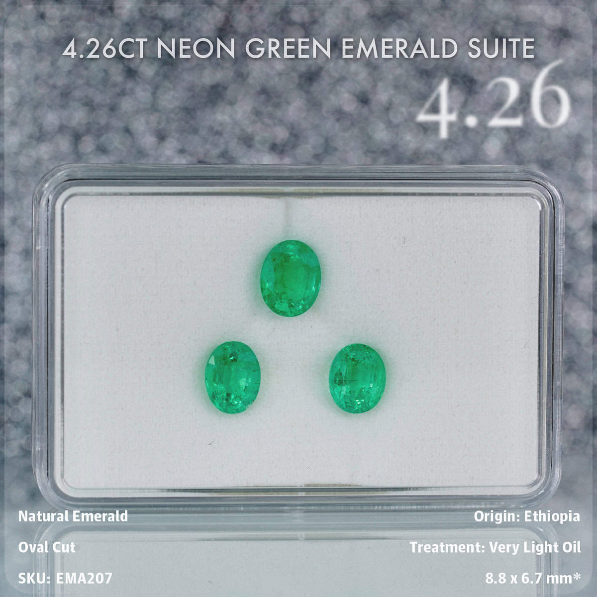 4.26CT Neon Green Emerald Suite