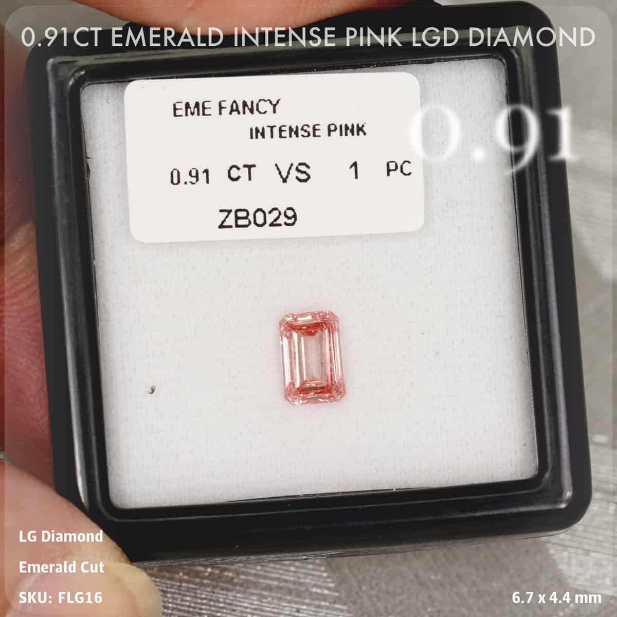 0.91CT Emerald Intense Pink LGD Diamond