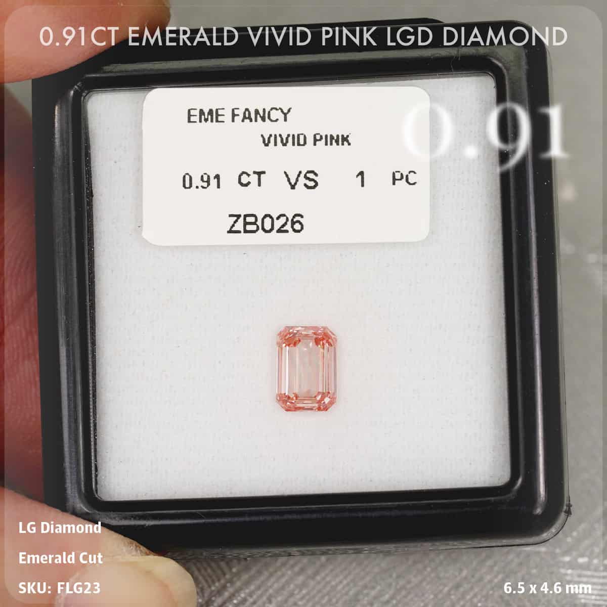 0.91CT Emerald Vivid Pink LGD Diamond
