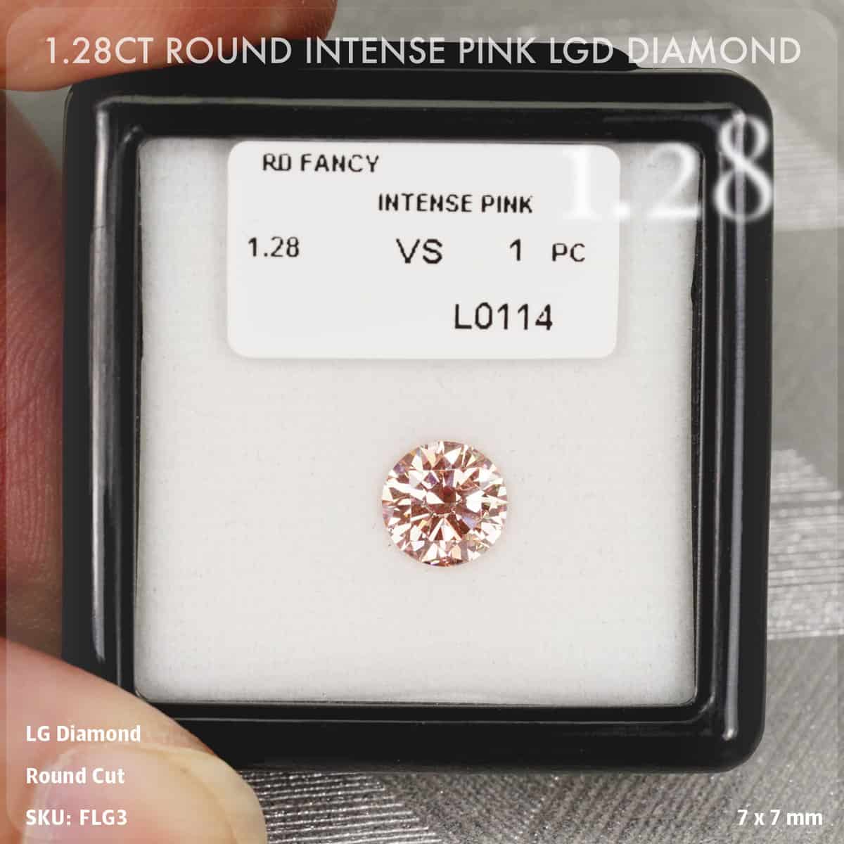 1.28CT Round Intense Pink LGD Diamond