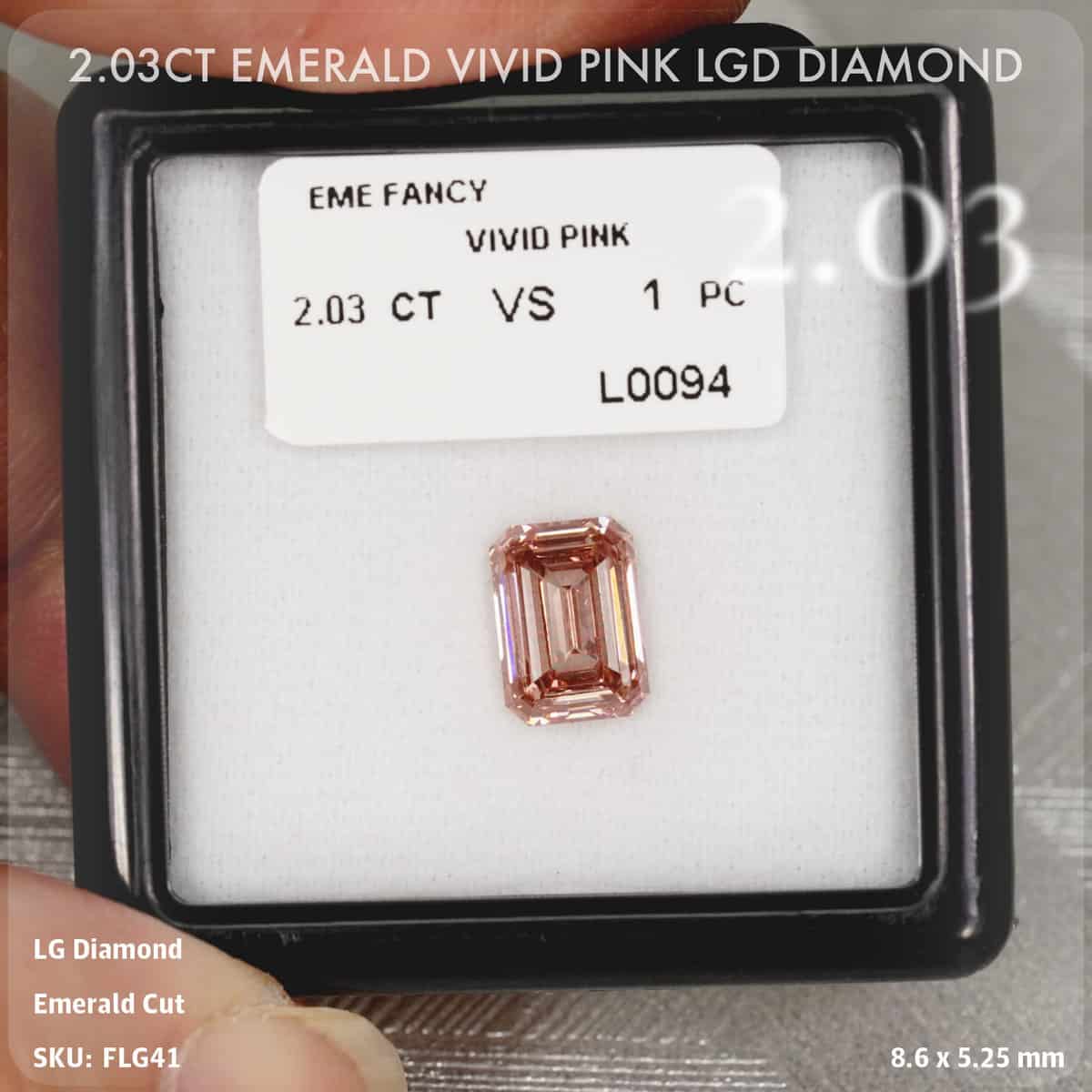 2.03CT Emerald Vivid Pink LGD Diamond