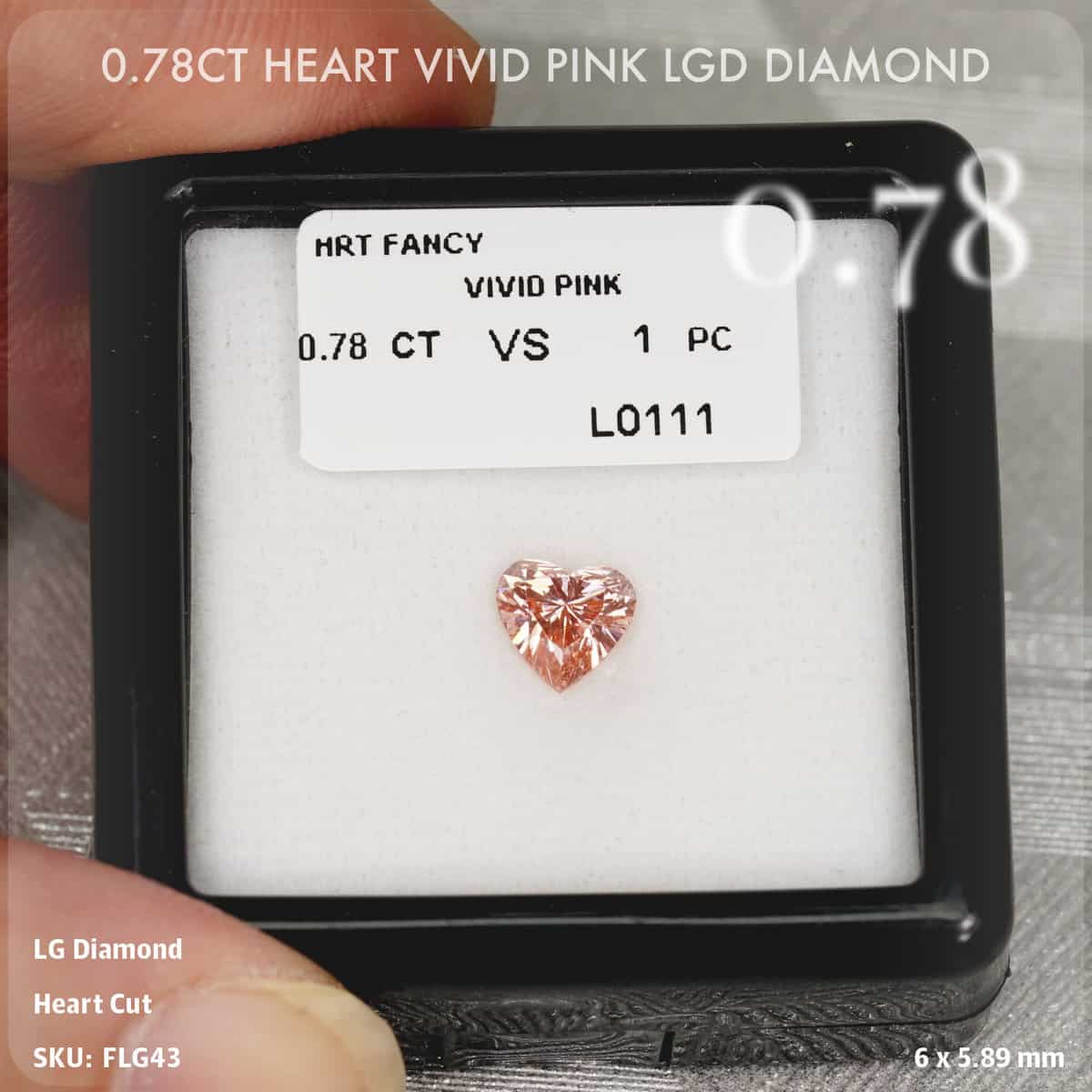 0.78CT Heart Vivid Pink LGD Diamond
