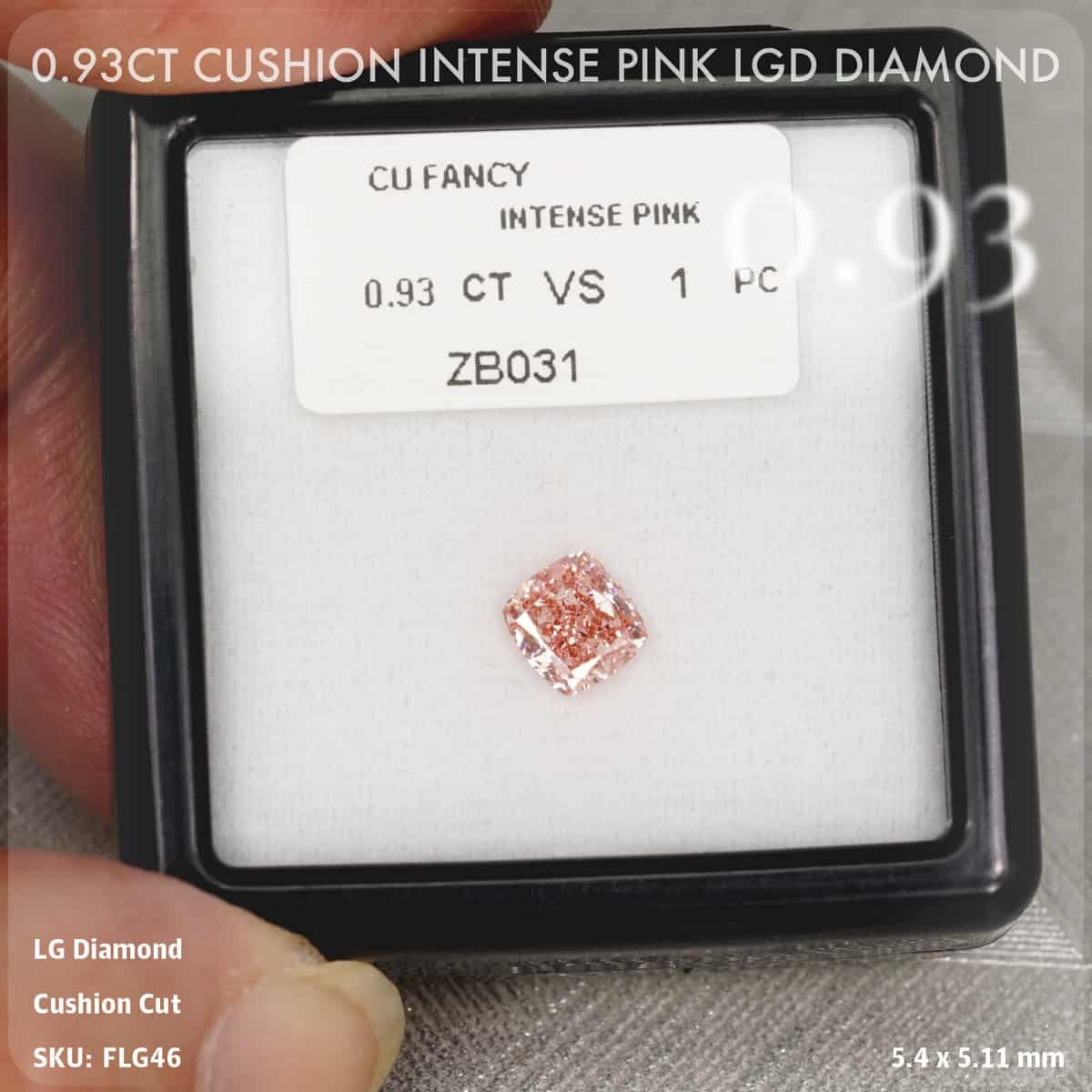 0.93CT Cushion Intense Pink LGD Diamond