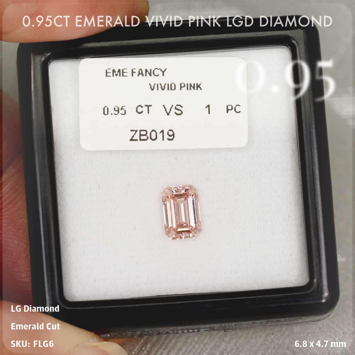 0.95CT Emerald Vivid Pink LGD Diamond