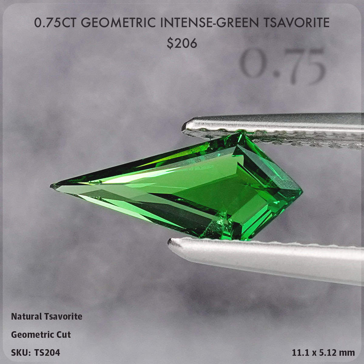 0.75CT Geometric Intense-Green Tsavorite