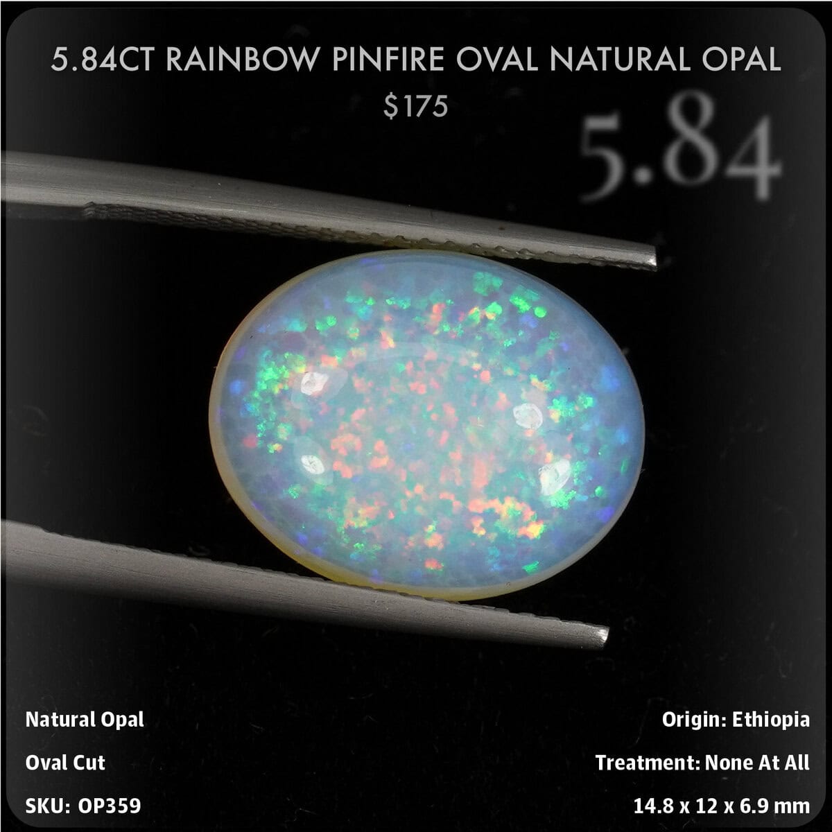 5.84CT Rainbow Pinfire Oval Natural Opal