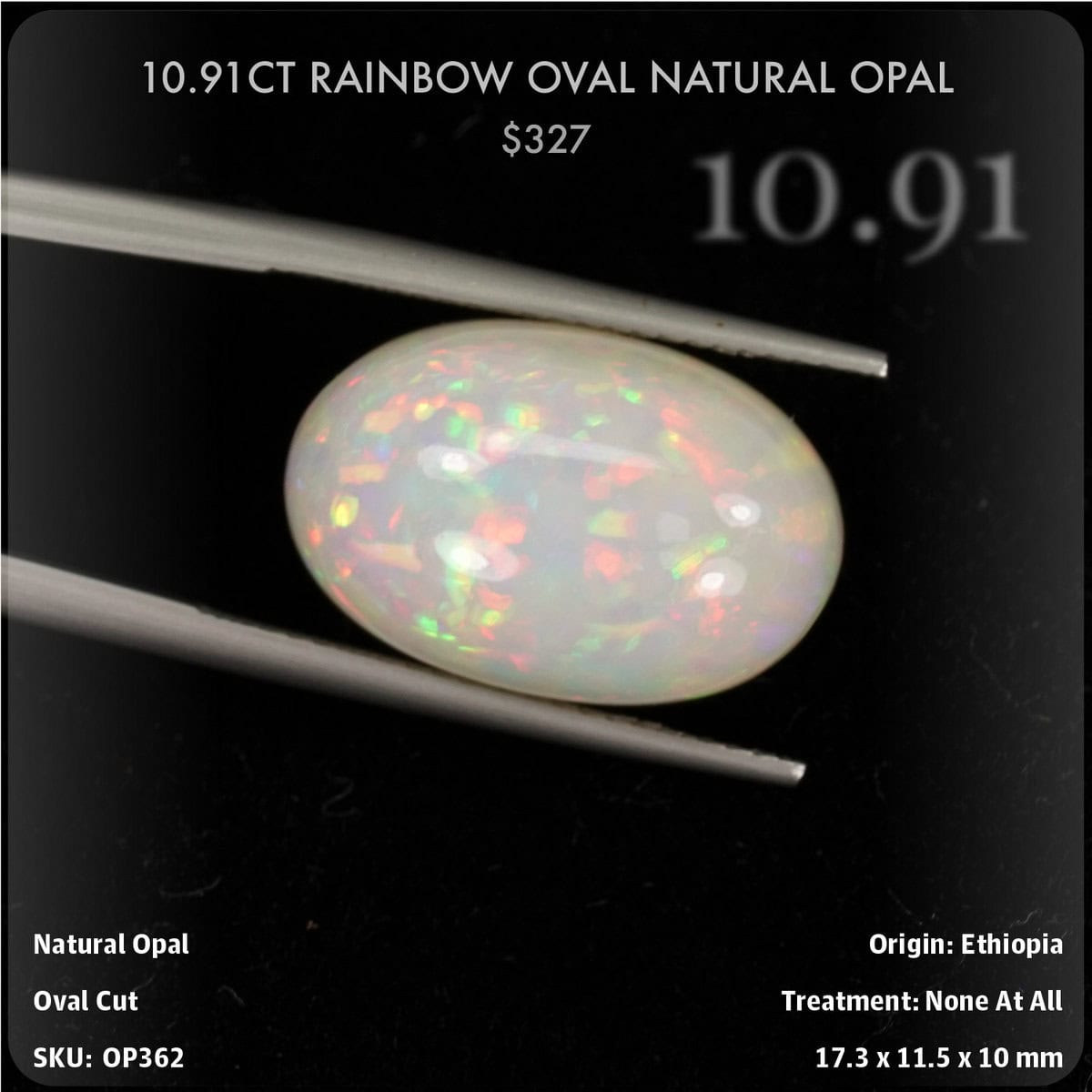 10.91CT Rainbow Oval Natural Opal