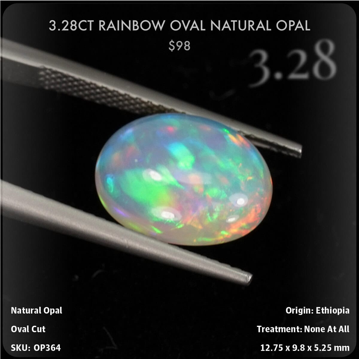 3.28CT Rainbow Oval Natural Opal