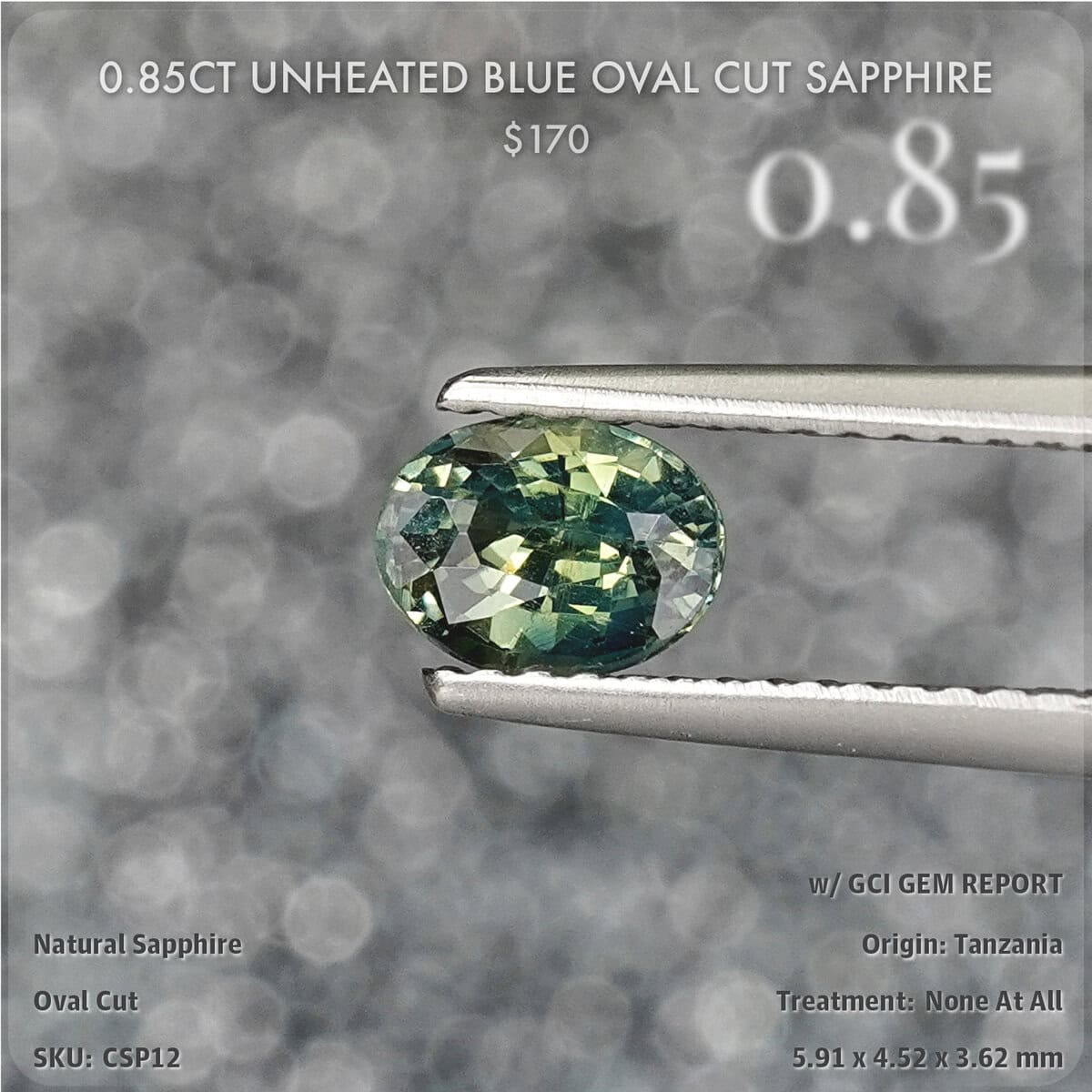0.85CT Unheated Blue Oval Cut Sapphire