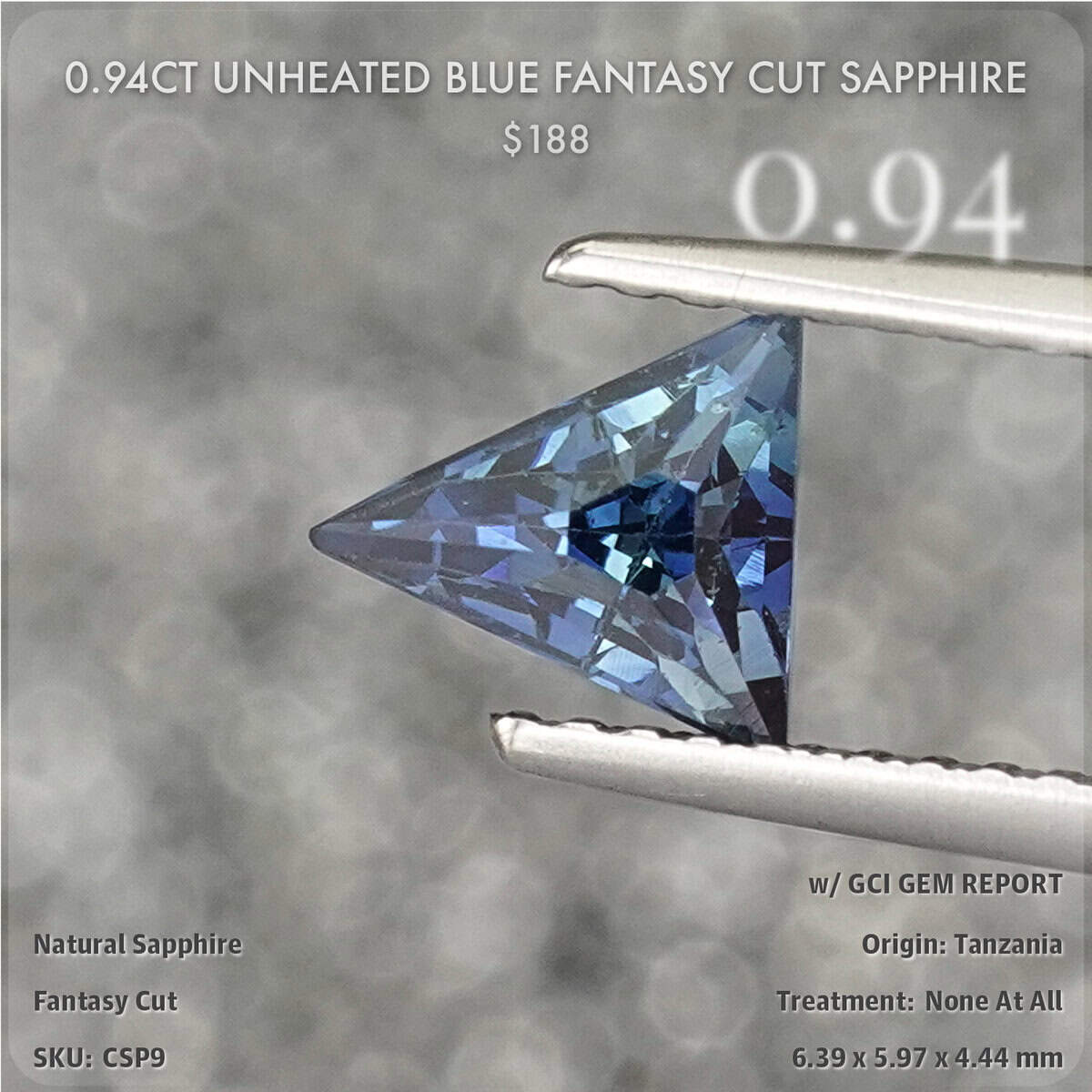 0.94CT Unheated Blue Fantasy Cut Sapphire