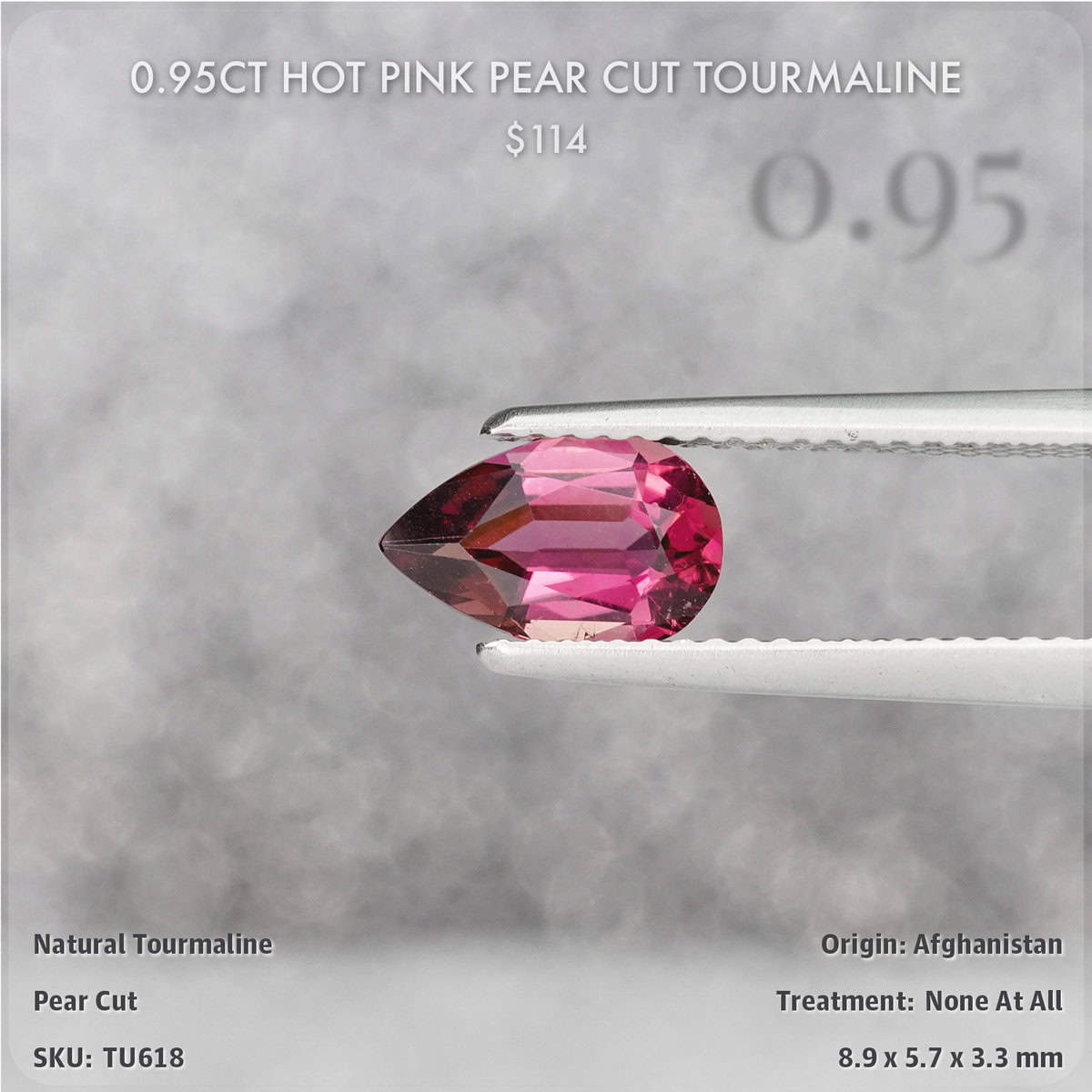 0.95CT Hot Pink Pear Cut Tourmaline