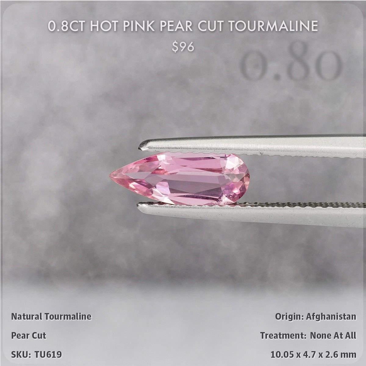 0.8CT Hot Pink Pear Cut Tourmaline